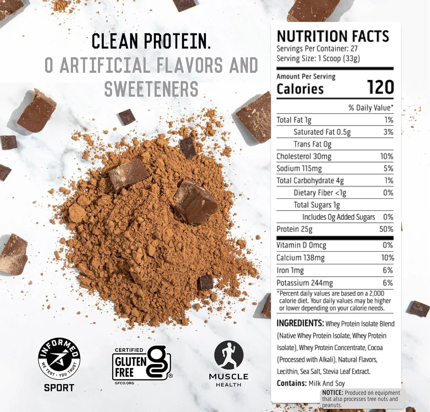 Ascent Ascent 100% Whey Protein Powder - Post Workout - Ingredients View