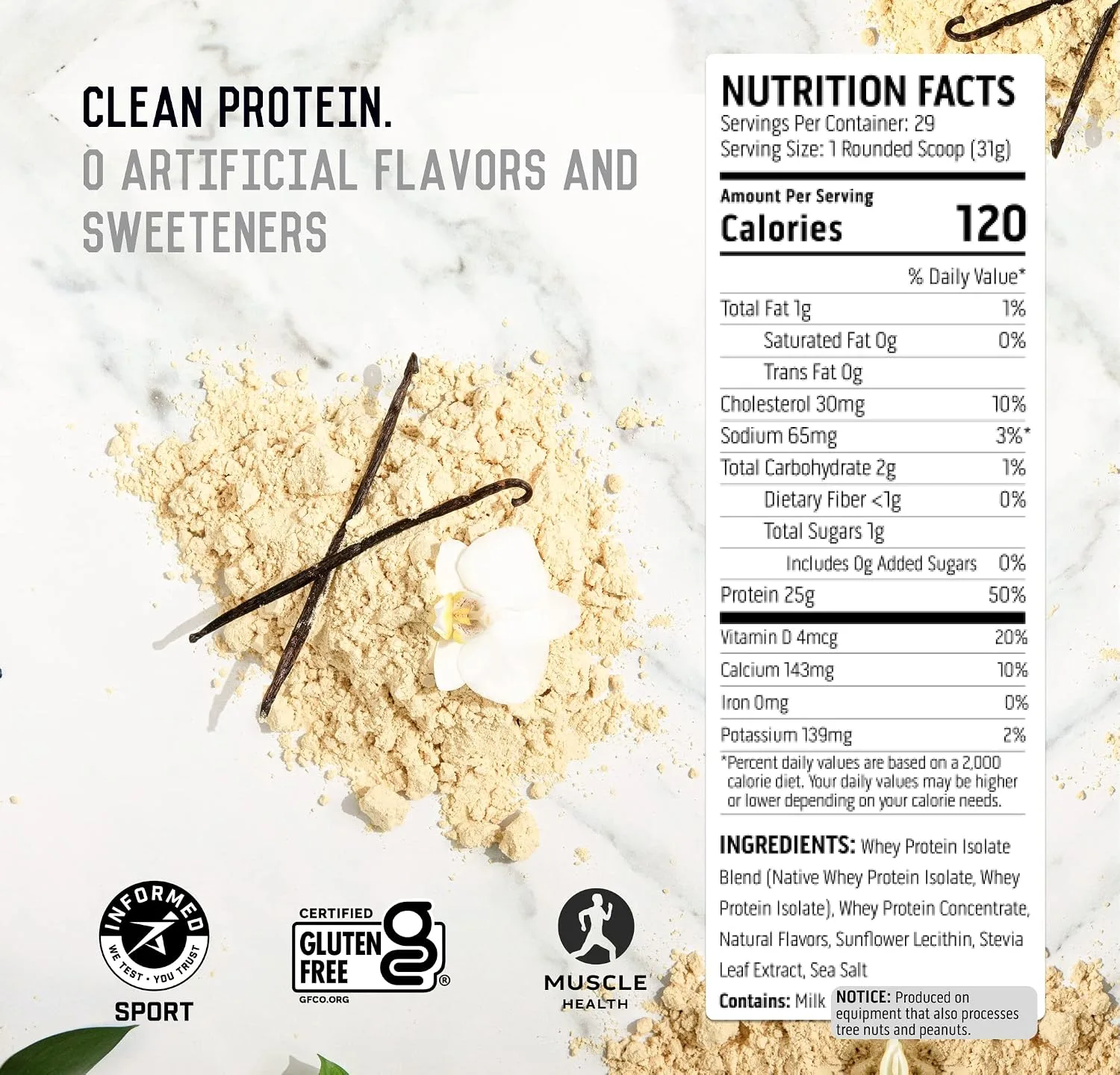 Ascent Ascent 100% Whey Protein Powder - Vanilla Bean - Angle View
