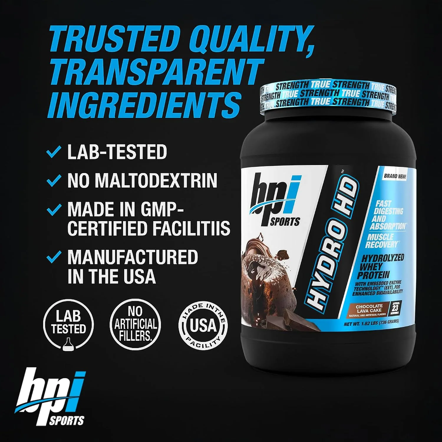 BPI Sports BPI Sports Hydro HD Muscle Growth Protein powder  - Angle View