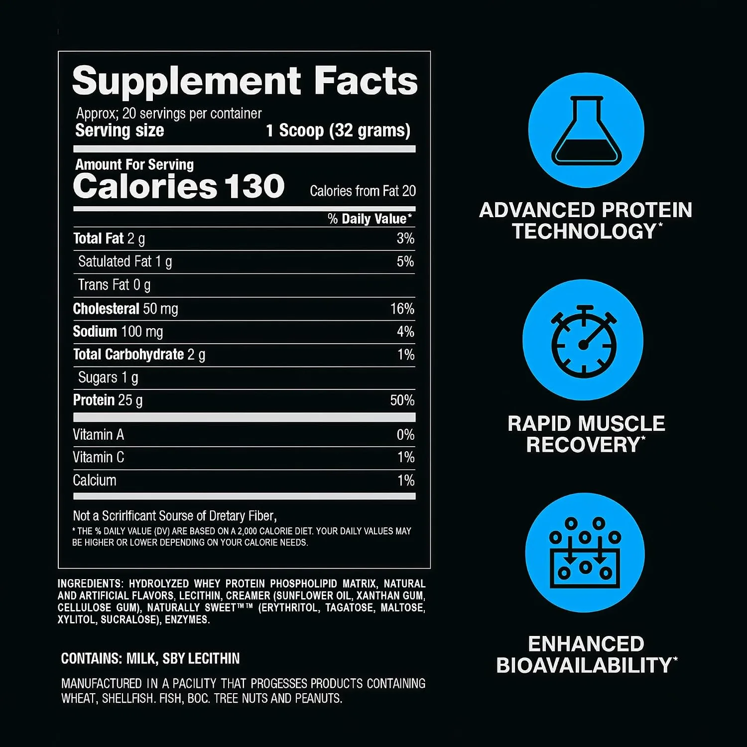 BPI Sports BPI Sports Hydro HD Muscle Growth Protein powder  - Ingredients View