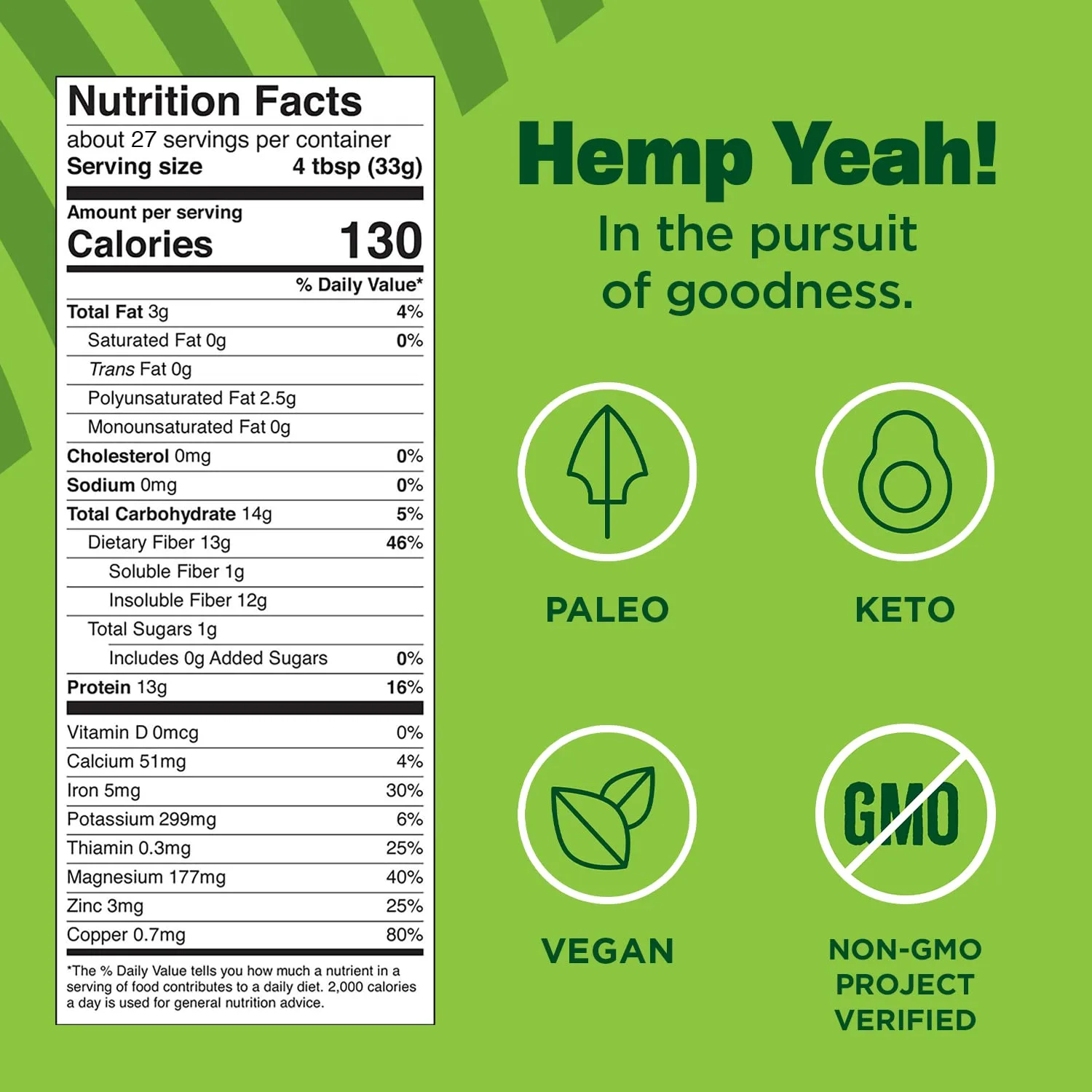 Manitoba Harvest Manitoba Harvest Organic Max Hemp Fiber Protein Powder - Back View