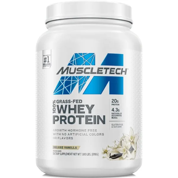 MuscleTech MuscleTech Grass-Fed Whey Protein Powder - Deluxe Vanilla - Front View