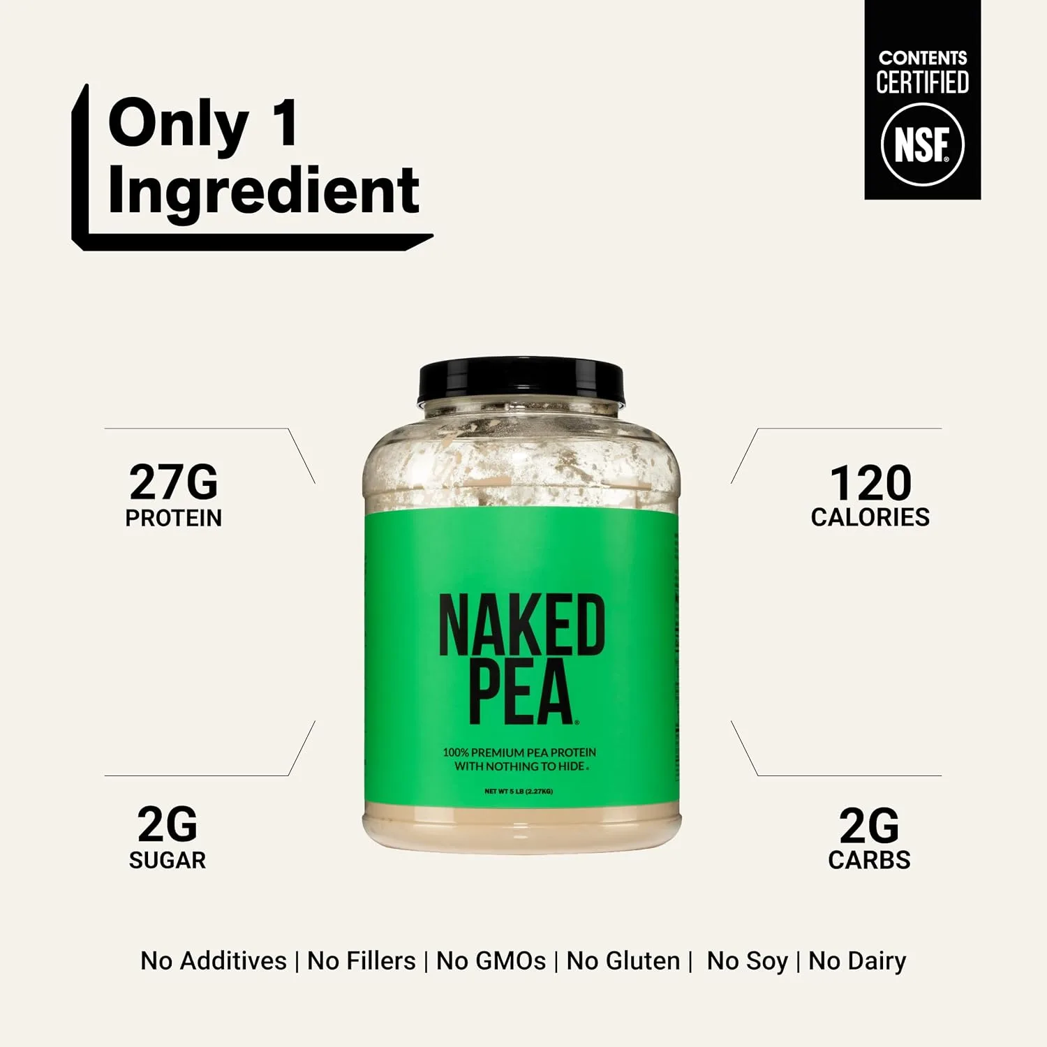 Naked Nutrition NAKED Pea - Pea Protein Powder - Back View