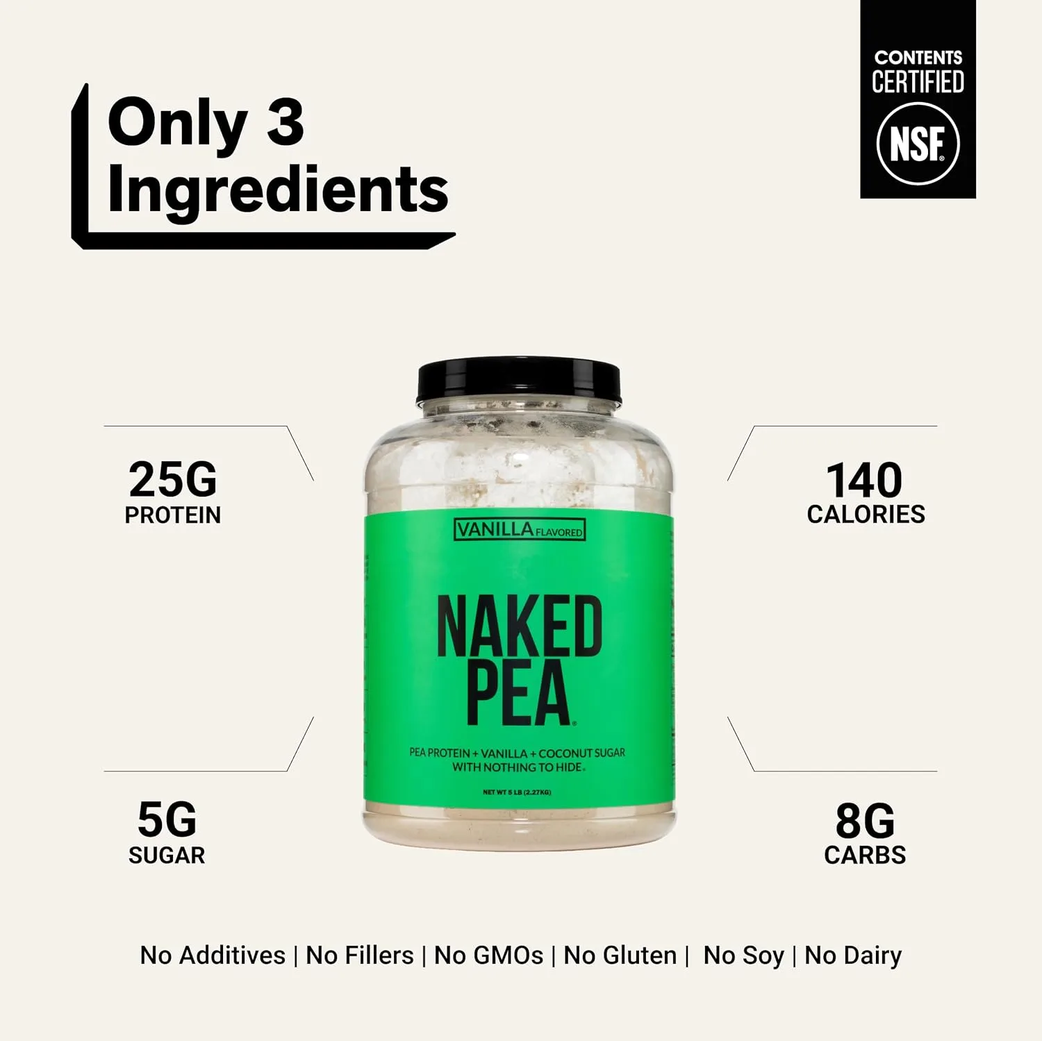Naked Nutrition Naked Pea Vanilla Protein Isolate Powder - Back View