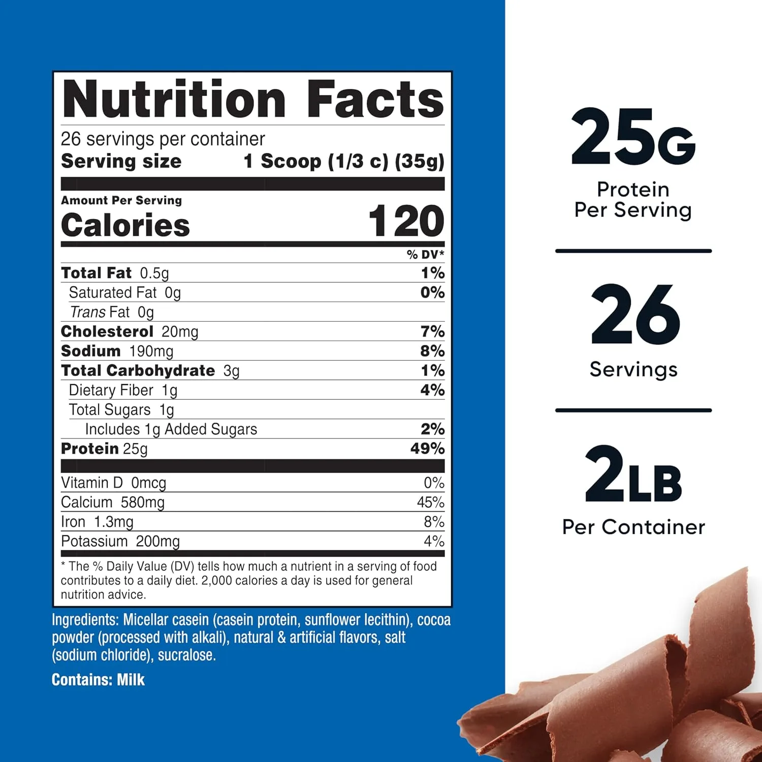 Nutricost Nutricost Casein Protein Powder 2lb Chocolate - Back View