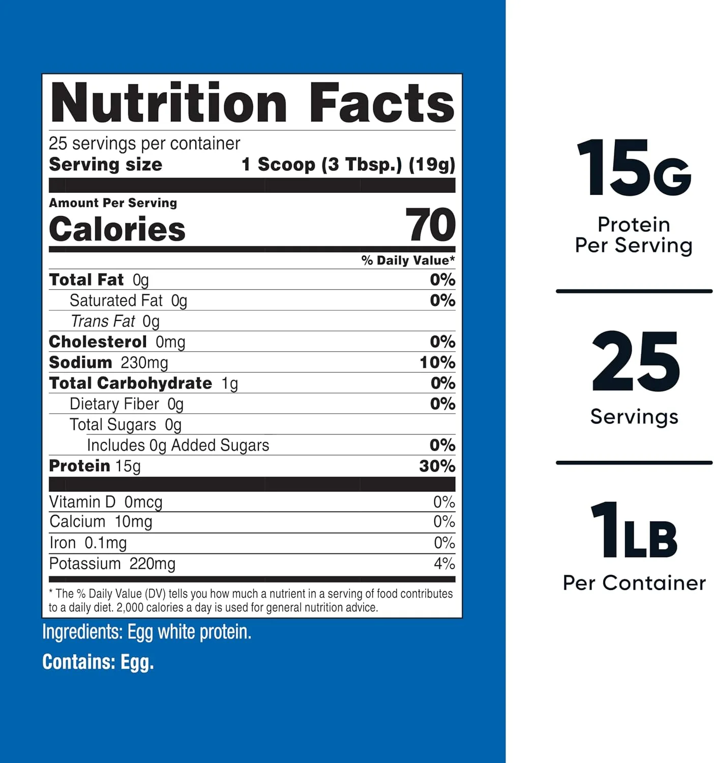 Nutricost Nutricost Egg White Protein Powder 1lb Unflavored - Back View