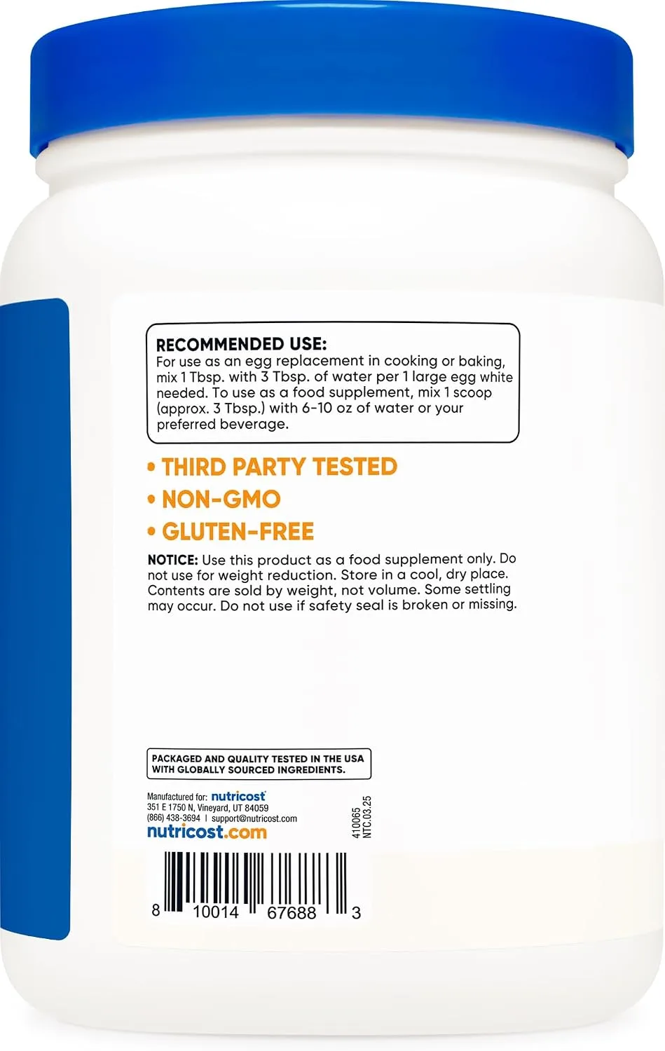 Nutricost Nutricost Egg White Protein Powder 1lb Unflavored - Angle View