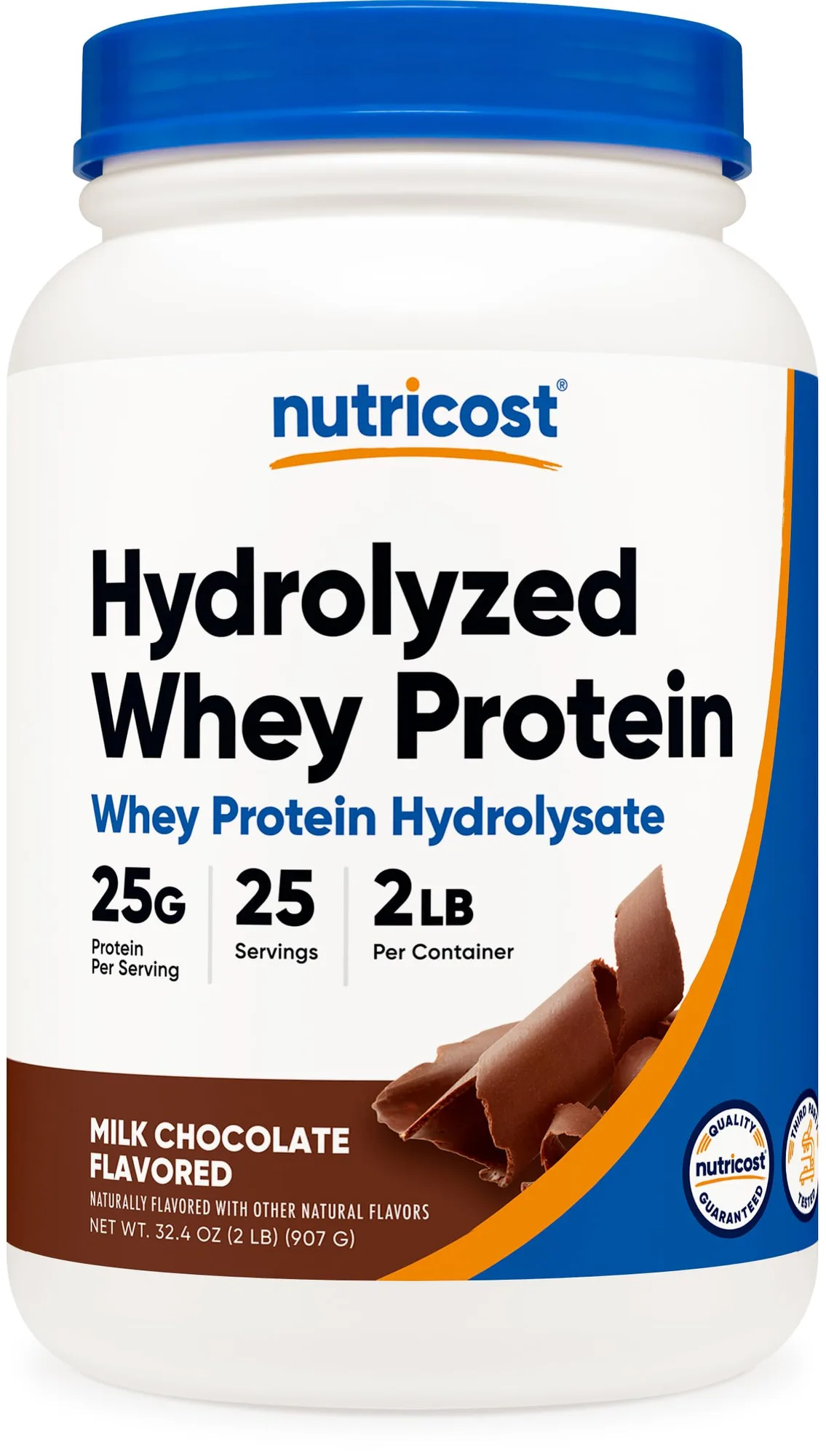Nutricost Nutricost Hydrolyzed Whey Protein Powder Chocolate 2LB - Front View