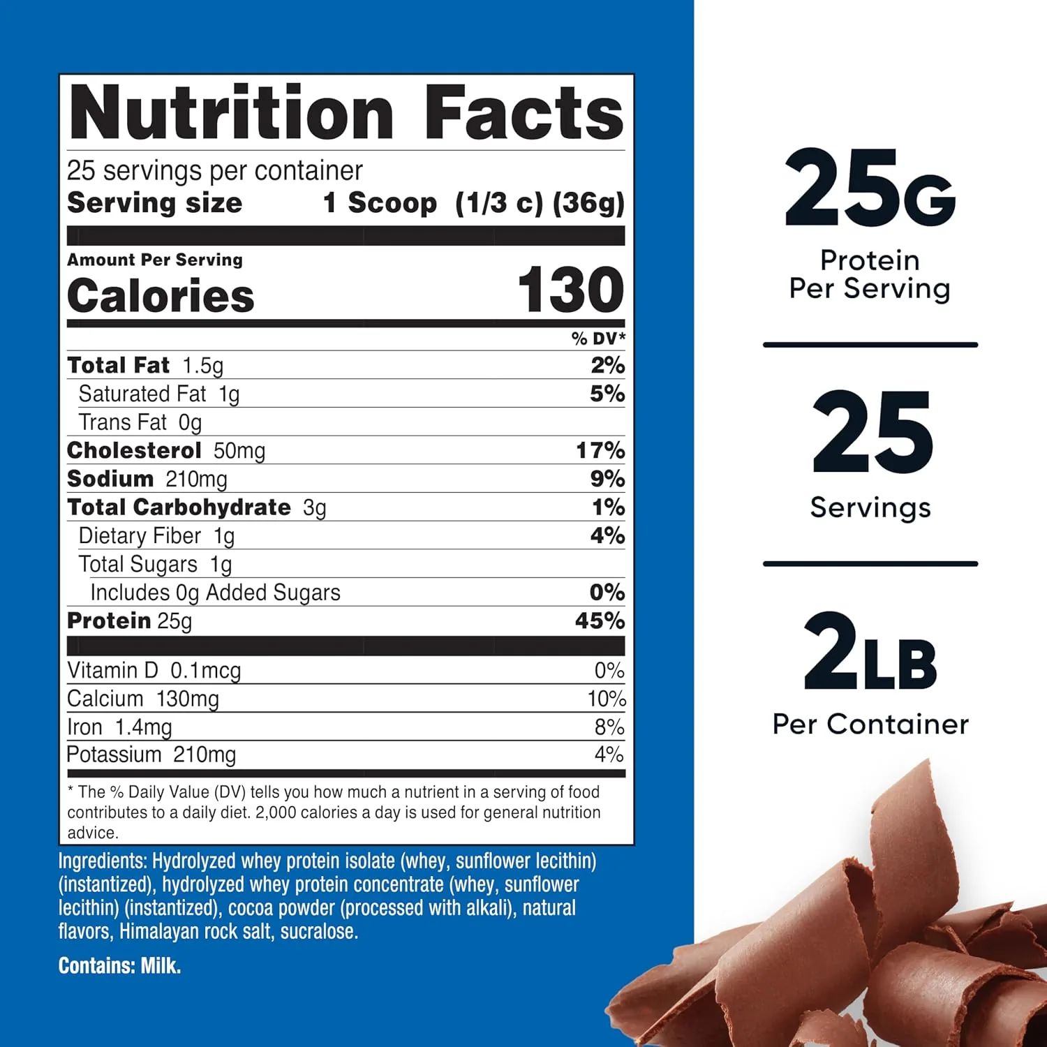 Nutricost Nutricost Hydrolyzed Whey Protein Powder Chocolate 2LB - Back View