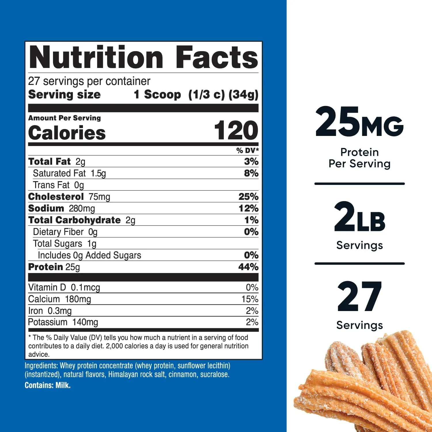 Nutricost Nutricost Whey Protein Concentrate 2 LB Churro - Back View
