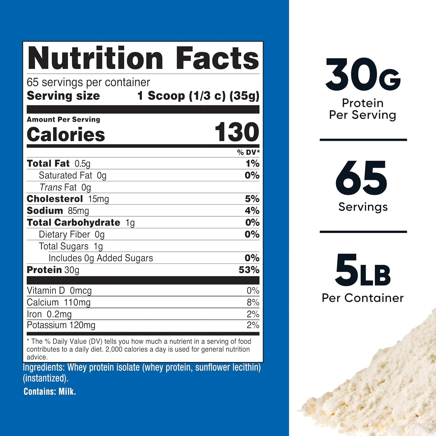 Nutricost Nutricost Whey Protein Isolate Unflavored 5LB - Back View