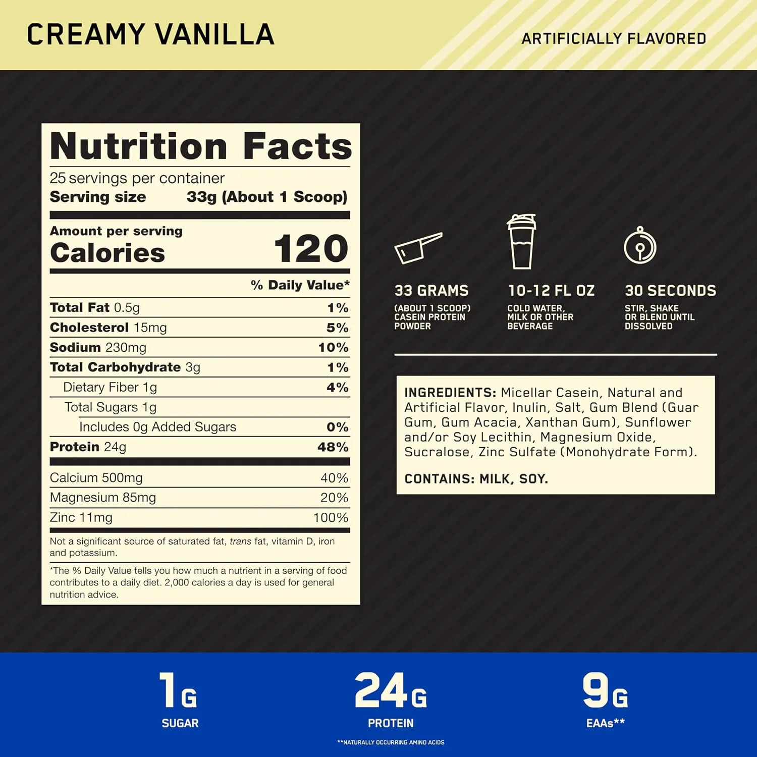 Optimum Nutrition Optimum Nutrition Gold Standard Casein Protein Powder Vanilla - Angle View