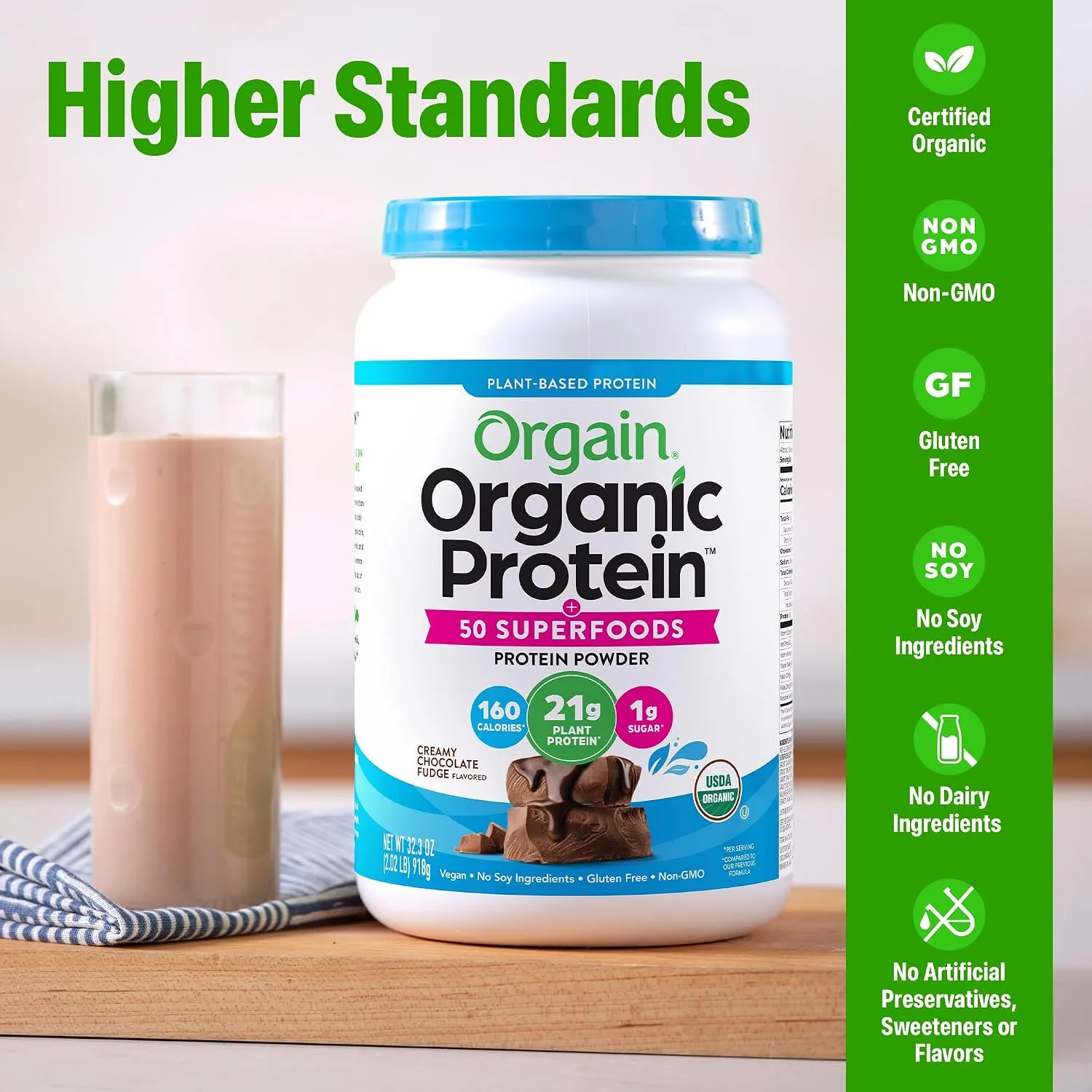 Orgain Orgain Organic Vegan Protein Powder, Chocolate - Back View