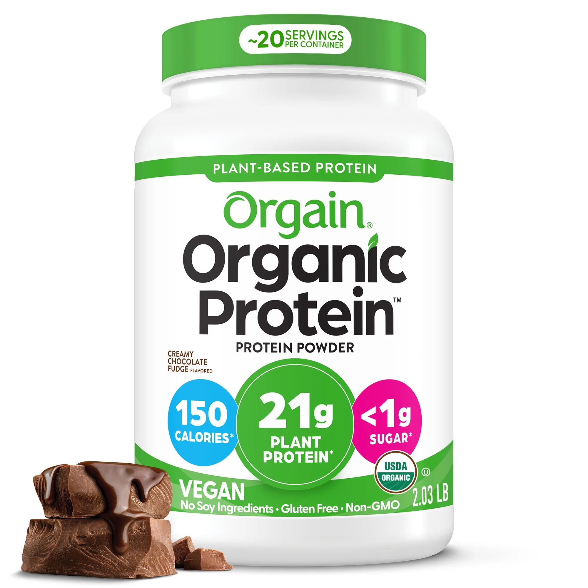 Orgain Orgain Organic Vegan Protein Powder - Creamy Chocolate Fudge - Front View