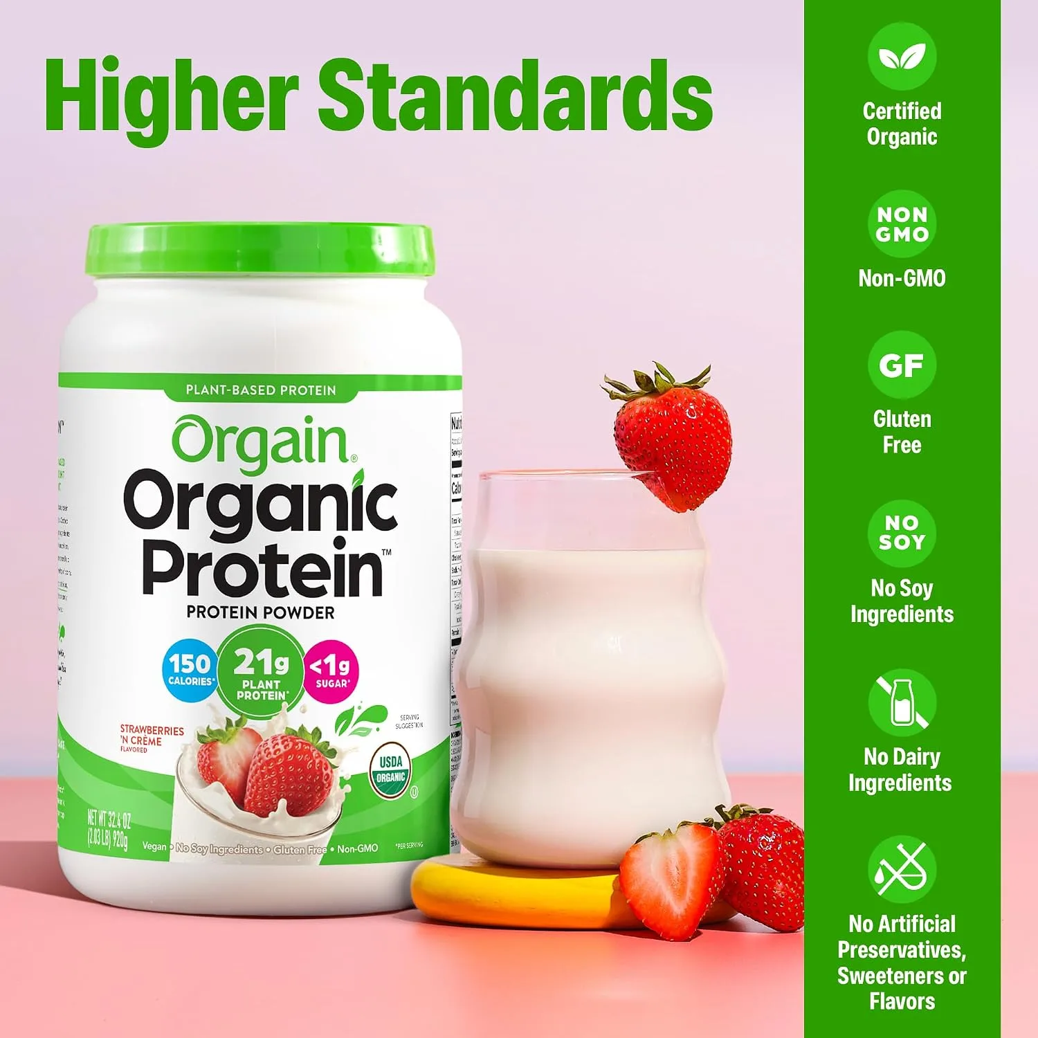 Orgain Orgain Organic Vegan Protein Powder, Strawberries & Cream - Back View