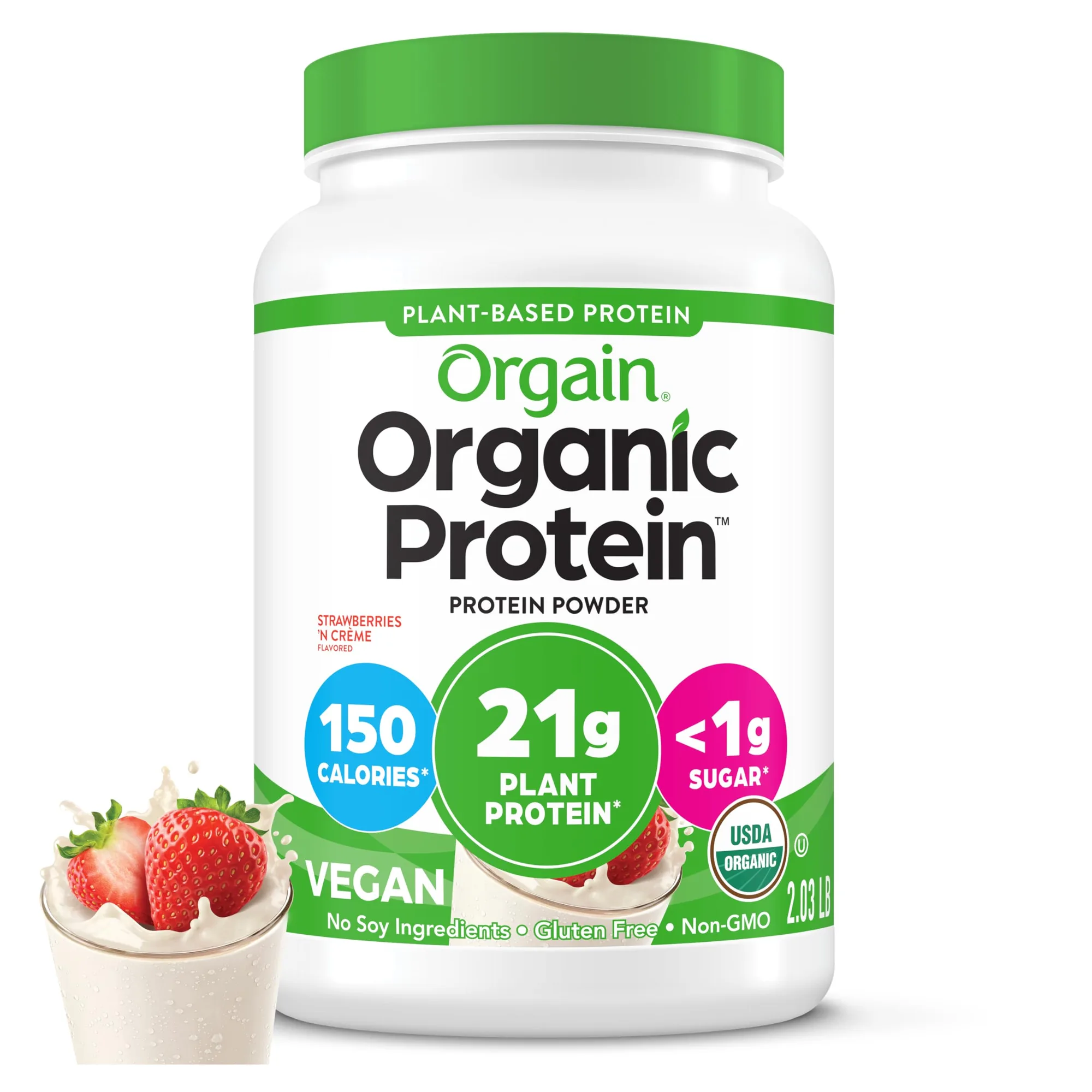 Orgain Orgain Organic Vegan Protein Powder, Strawberries & Cream - Front View