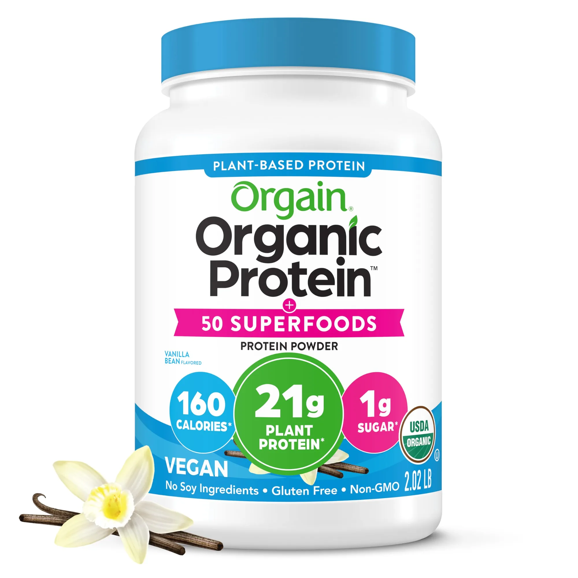Orgain Orgain Organic Vegan Protein Powder - Vanilla Bean - Front View